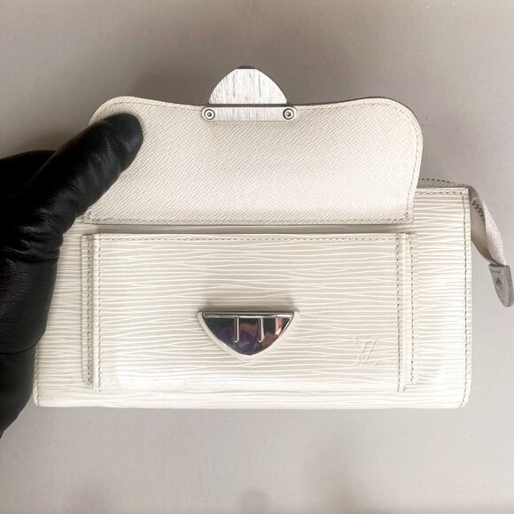 LV Epi Astrid Wristlet Clutch Wallet in Ivory w/ Silver Hardware CT4089 - Picture 6 of 17